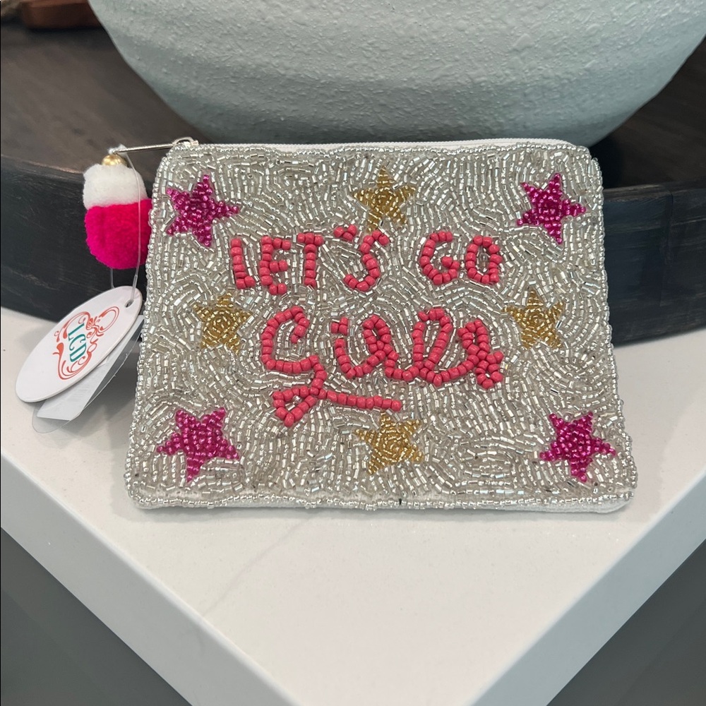 💕💗Cute. LET'S GO GIRLS Beaded Pouch
